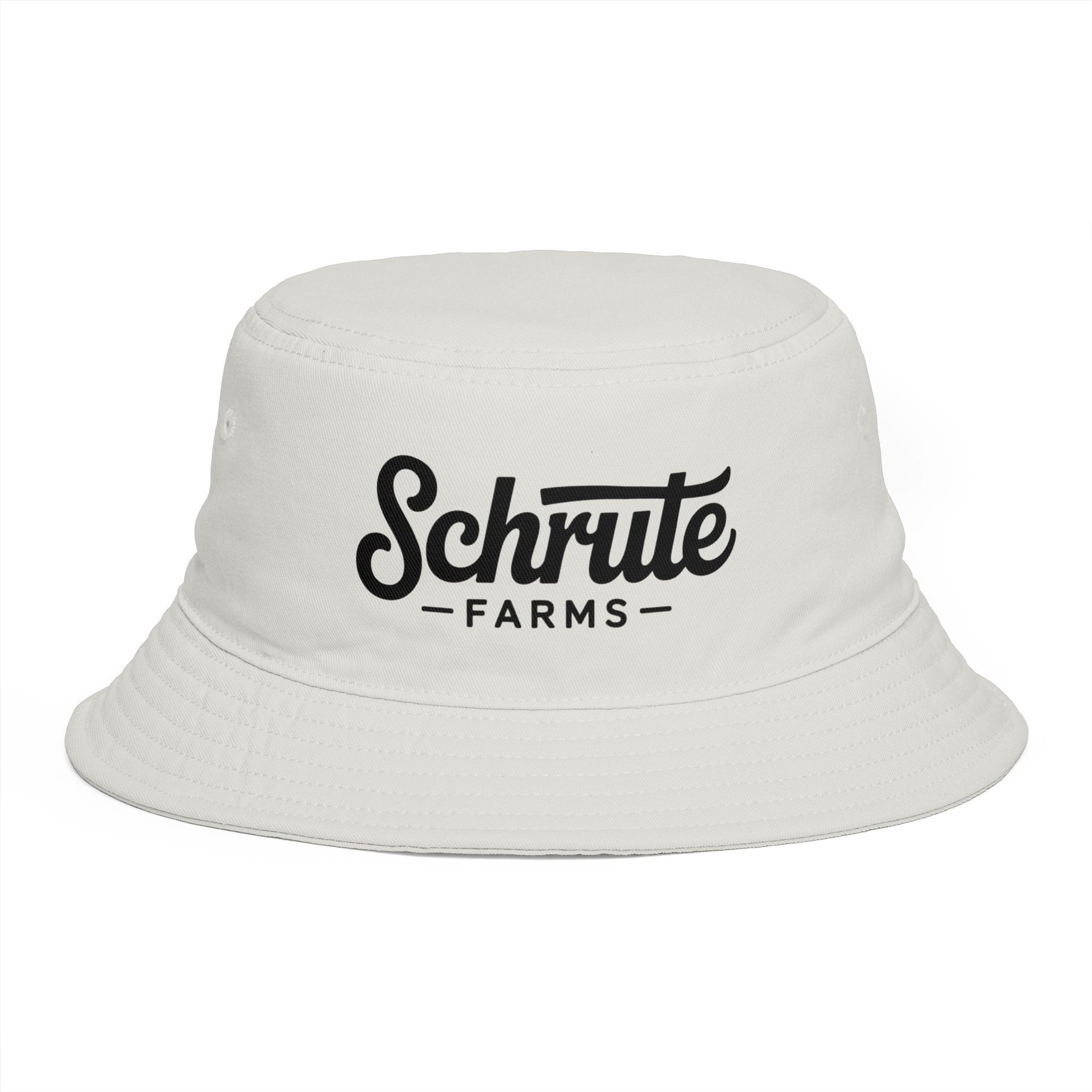 Schrute Farms Bucket Hat — Brown Retro Logo Farmwear Hats Printify One size Ecru