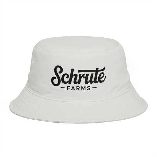 Schrute Farms Bucket Hat — Brown Retro Logo Farmwear Hats Printify One size Ecru