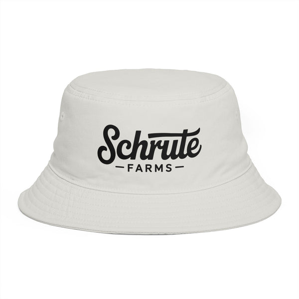 Schrute Farms Bucket Hat — Brown Retro Logo Farmwear Hats Printify One size Ecru