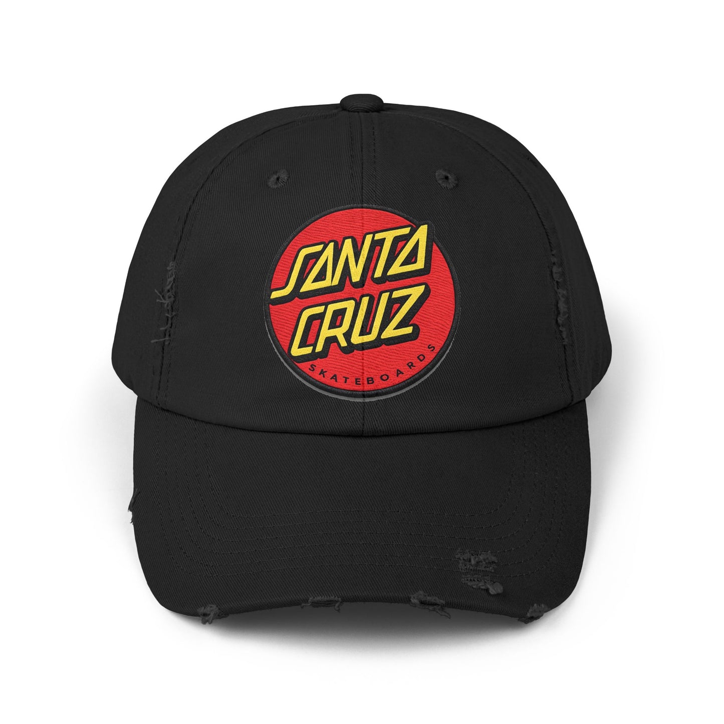 Santa Cruz Logo Distressed Cap – Vintage Skate Dad Hat Hats Printify