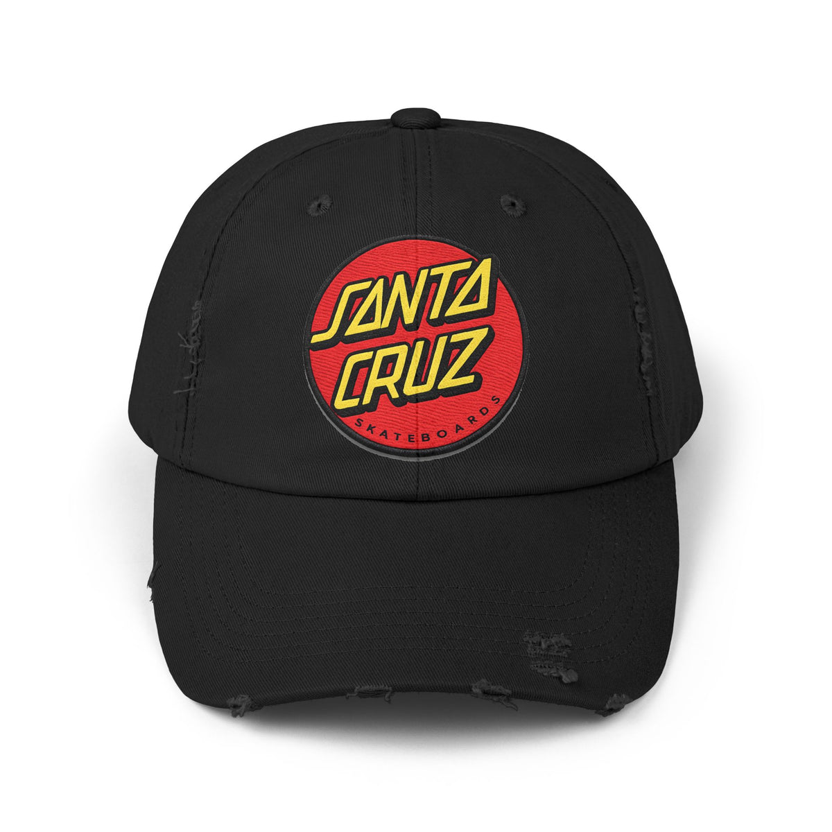 Santa Cruz Logo Distressed Cap – Vintage Skate Dad Hat Hats Printify