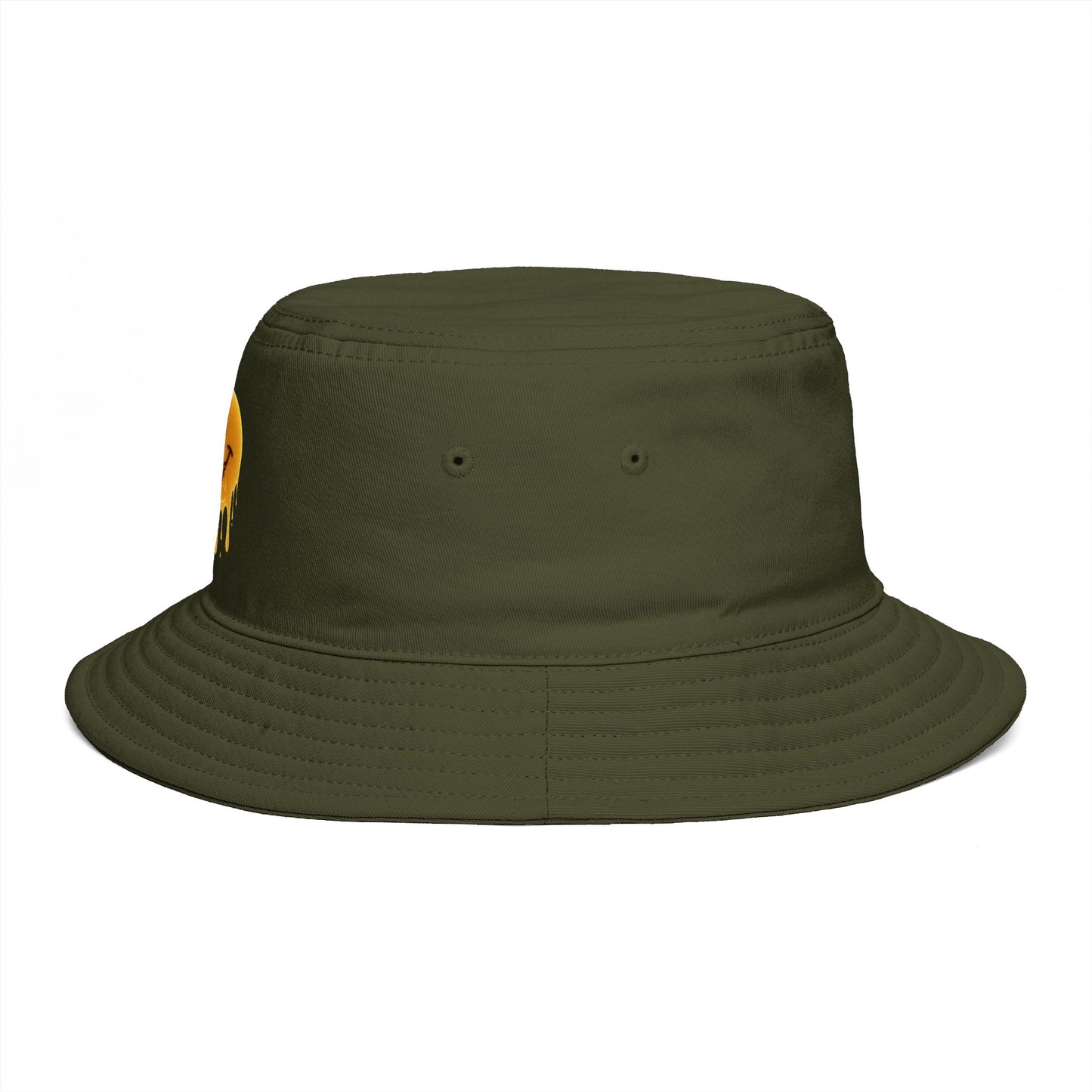Smiley Drip Bucket Hat — Retro Melted Smile Face Sun Hat