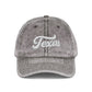 Vintage Embroidered Texas Cap — Distressed Red Baseball Hat Hats Printify One size Charcoal Grey