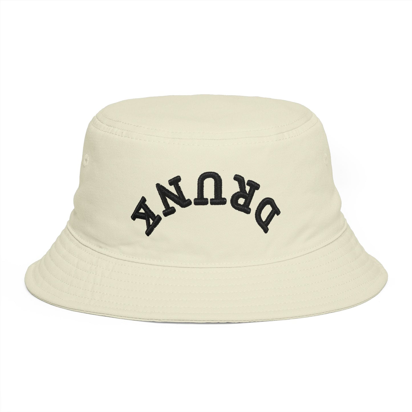 Drunk Arched Brown Bucket Hat – Retro Party & Festival Headwear