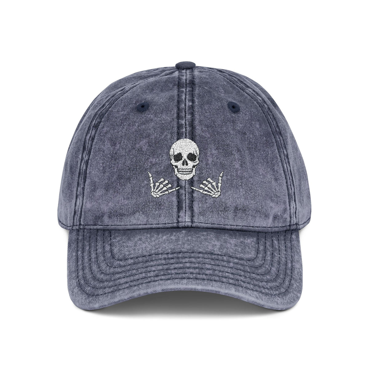 Dead Chill – Skull & Skeleton Hands Baseball Cap Hats Printify One size Navy