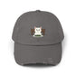 Distressed Cat At Dinner Cap — Cute White Cat Sitting at Table Baseball Hat Hats Printify Nickel One size