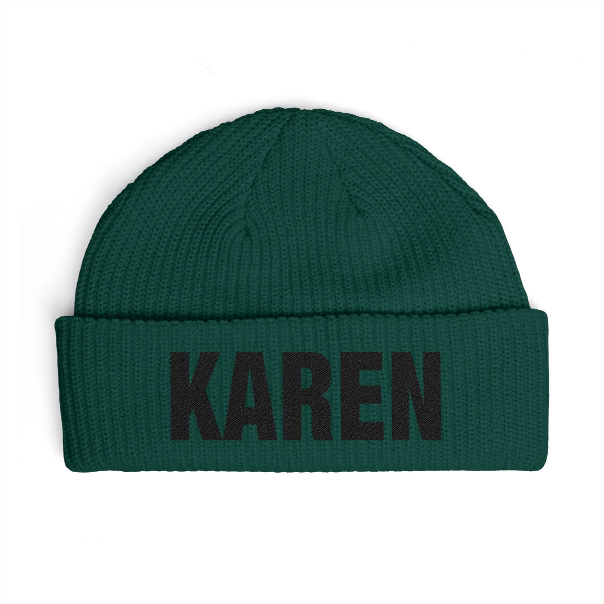Cuff Beanie — Bold "KAREN" Embroidered Knit Hat Hats Printify