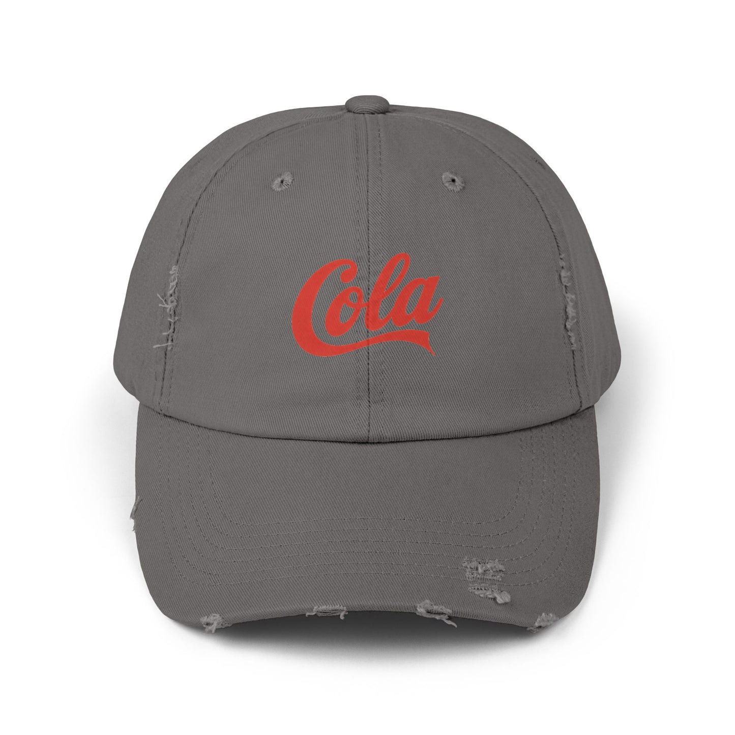Distressed 'Cola' Vintage Baseball Cap – Retro Script Logo Hat Hats Printify Nickel One size