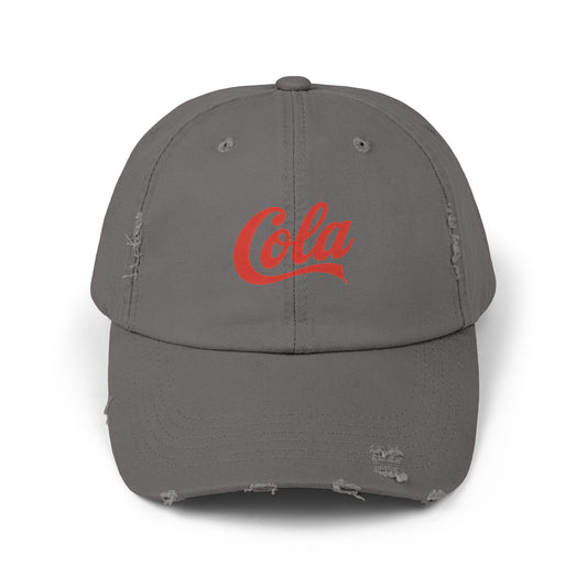 Distressed 'Cola' Vintage Baseball Cap – Retro Script Logo Hat Hats Printify Nickel One size