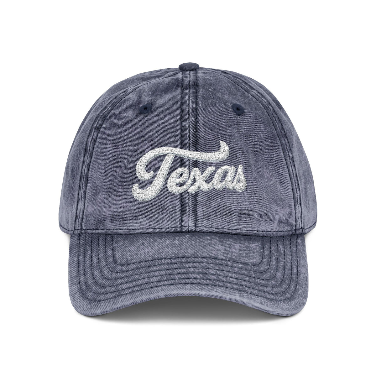 Vintage Embroidered Texas Cap — Distressed Red Baseball Hat Hats Printify One size Navy