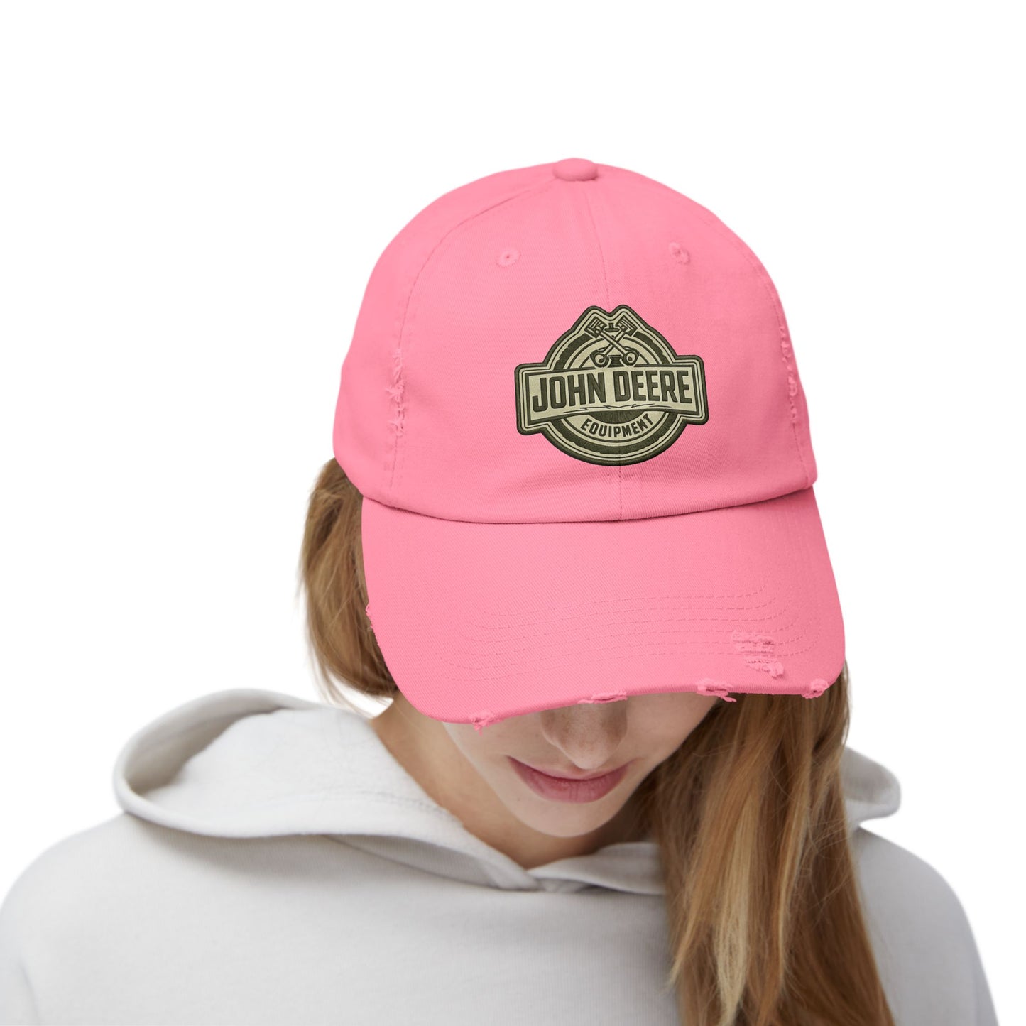 Distressed John Deere Logo Cap — Vintage Farm Equipment Baseball Hat