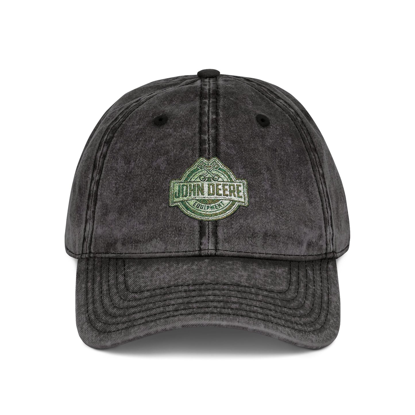 Vintage Embroidered Cap - Retro Green Crest Logo Dad Hat Hats Printify One size Black