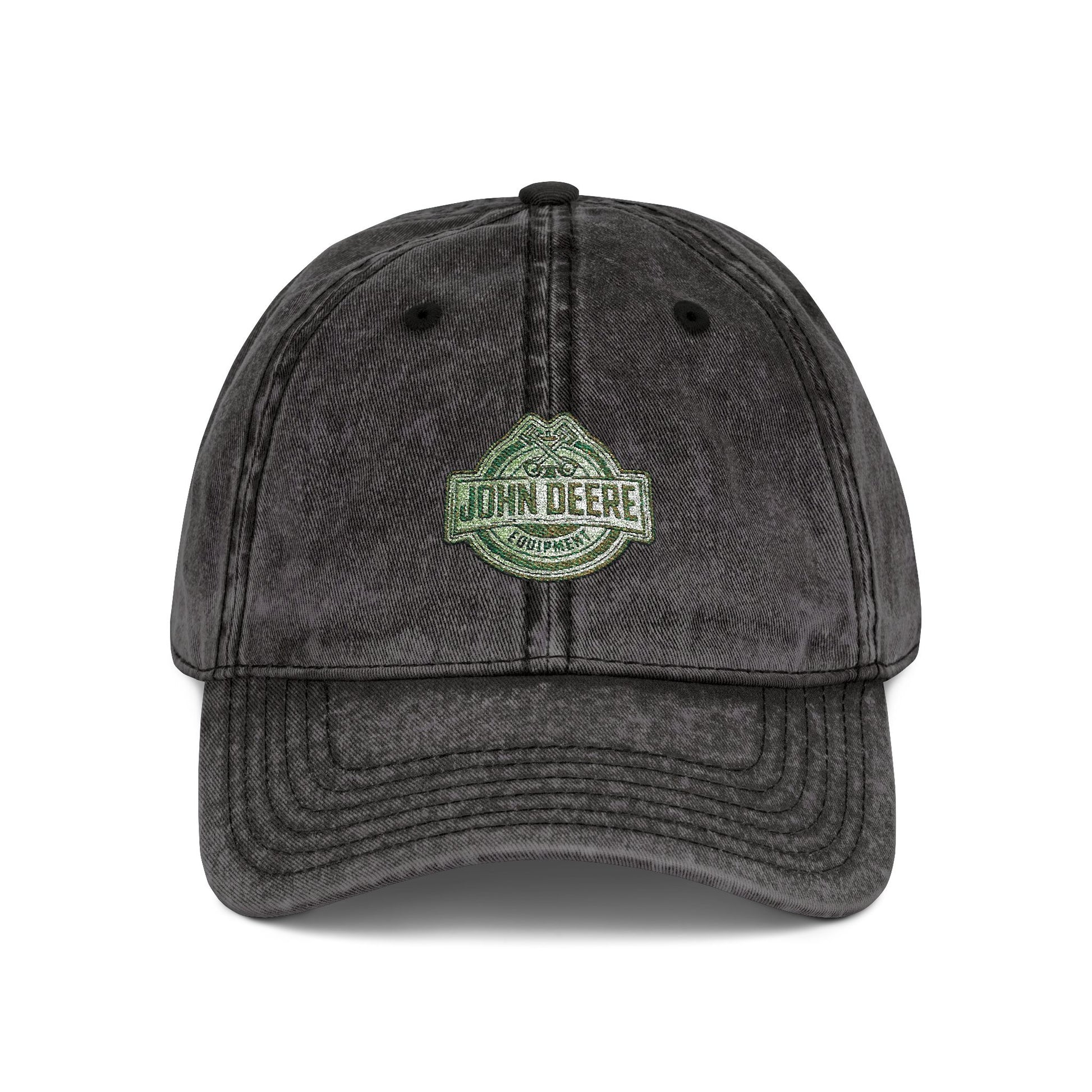Vintage Embroidered Cap - Retro Green Crest Logo Dad Hat Hats Printify One size Black