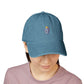 Embroidered Grenade Cap – Military-Inspired Black Denim Hat Hats Printify