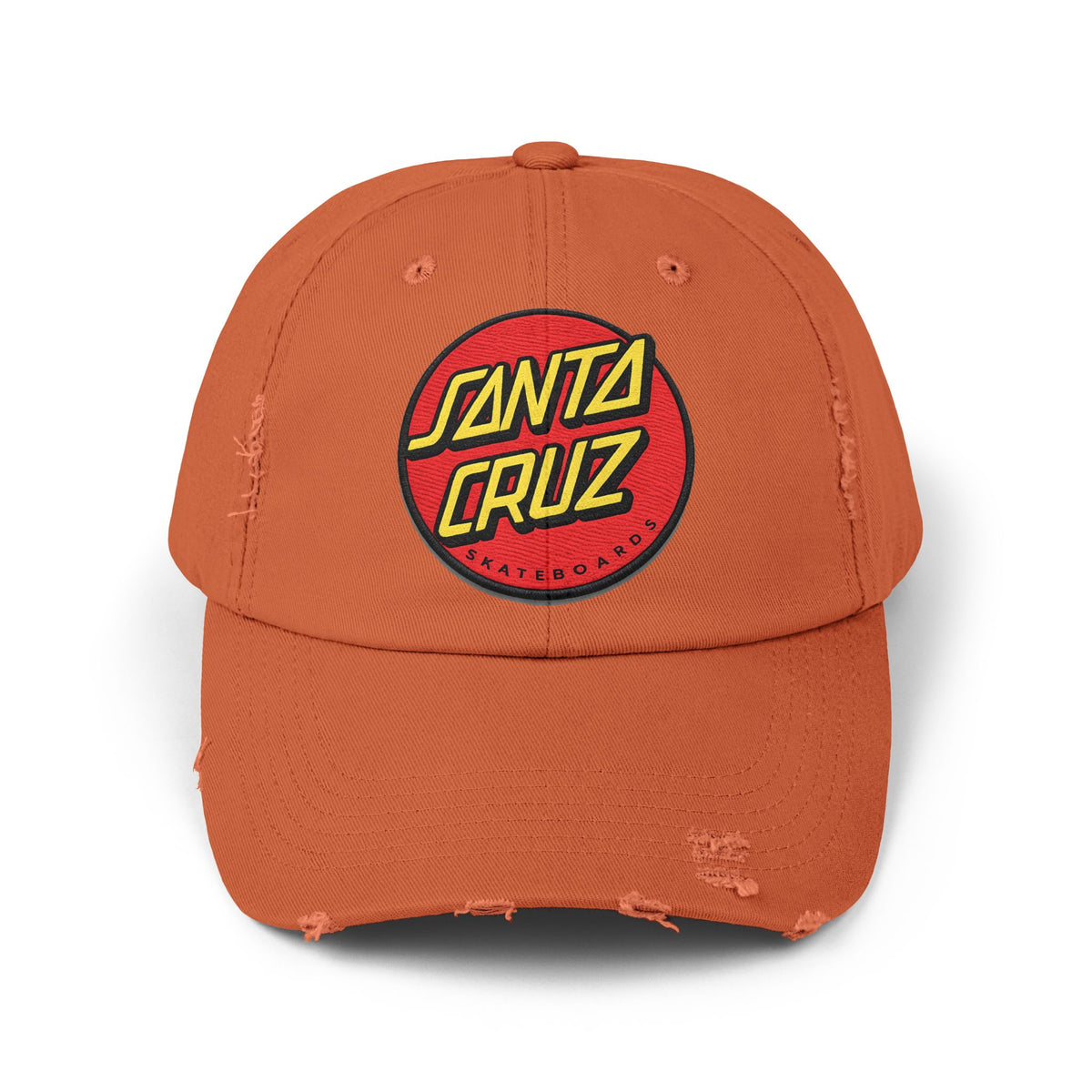 Santa Cruz Logo Distressed Cap – Vintage Skate Dad Hat Hats Printify Burnt Orange One size