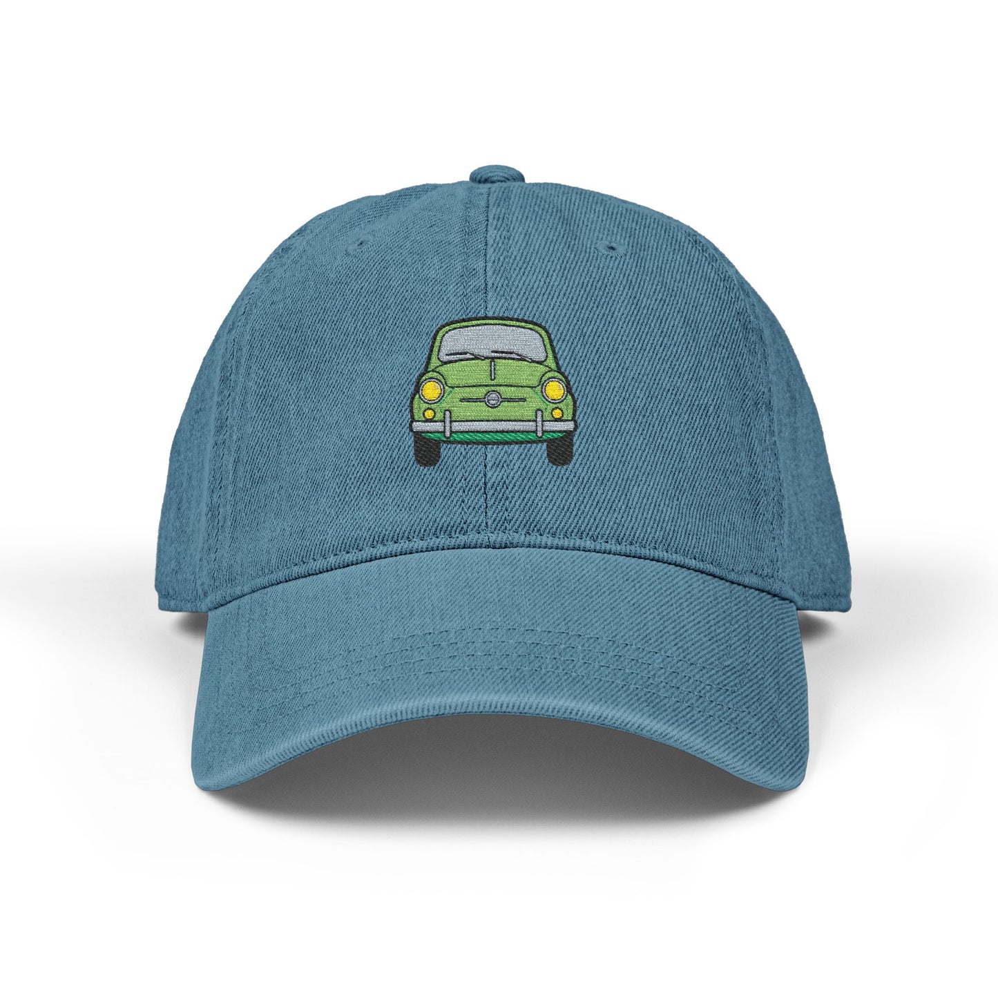 Embroidered Vintage Green Car Denim Hat Hats Printify One size Blue