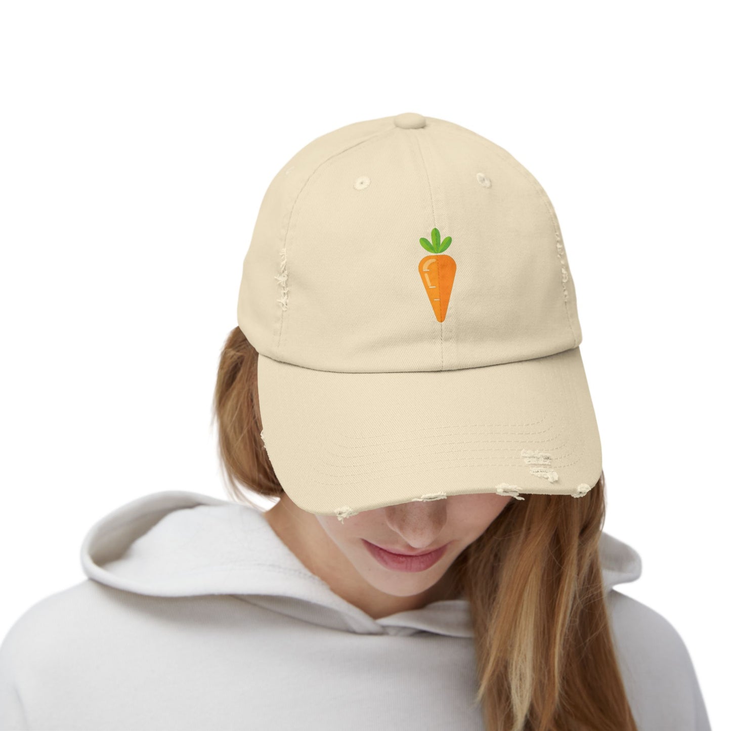 Carrot Patch Distressed Cap — Cute Embroidered Vegetable Baseball Hat Hats Printify