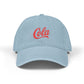 Embroidered 'Cola' Denim Hat – Vintage Script Baseball Cap Hats Printify One size Light Blue