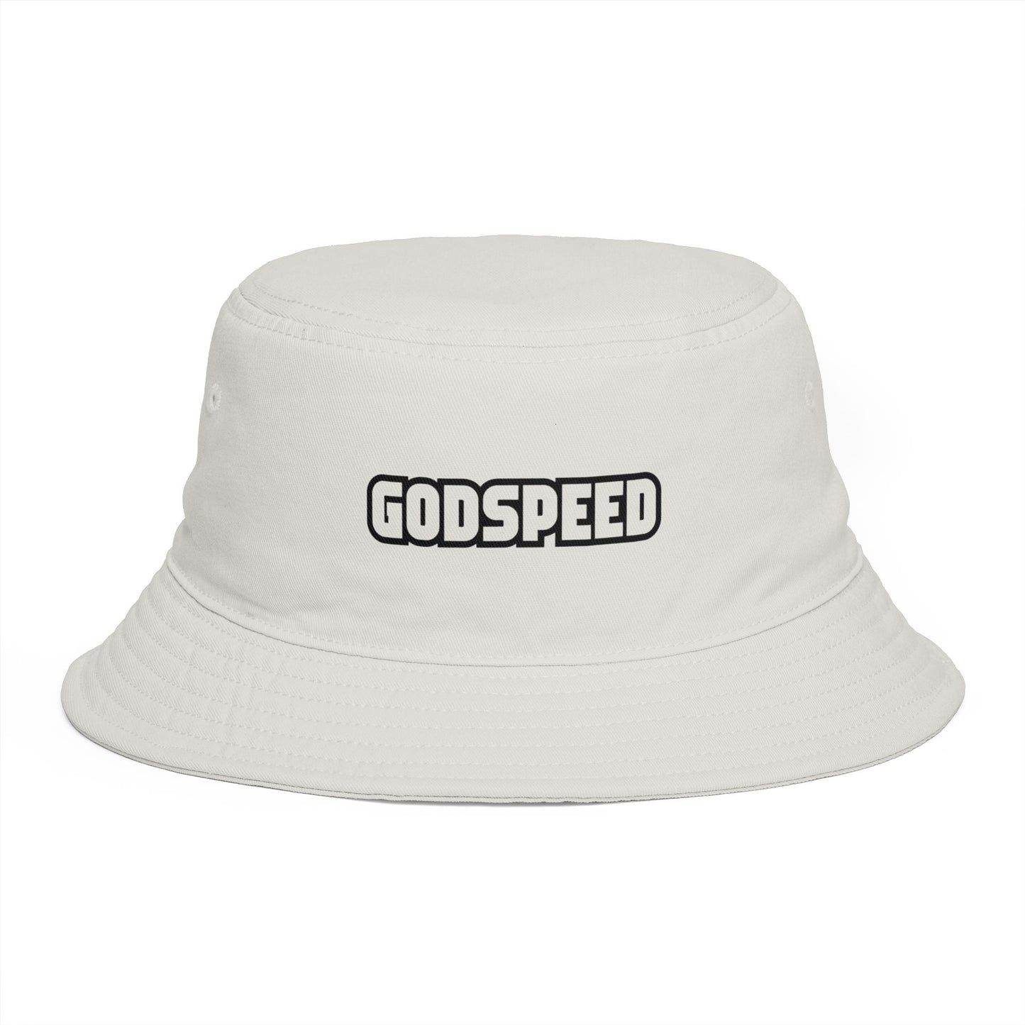 Godspeed Bucket Hat — Retro Script Embroidered Brown Sun Hat Hats Printify One size Ecru