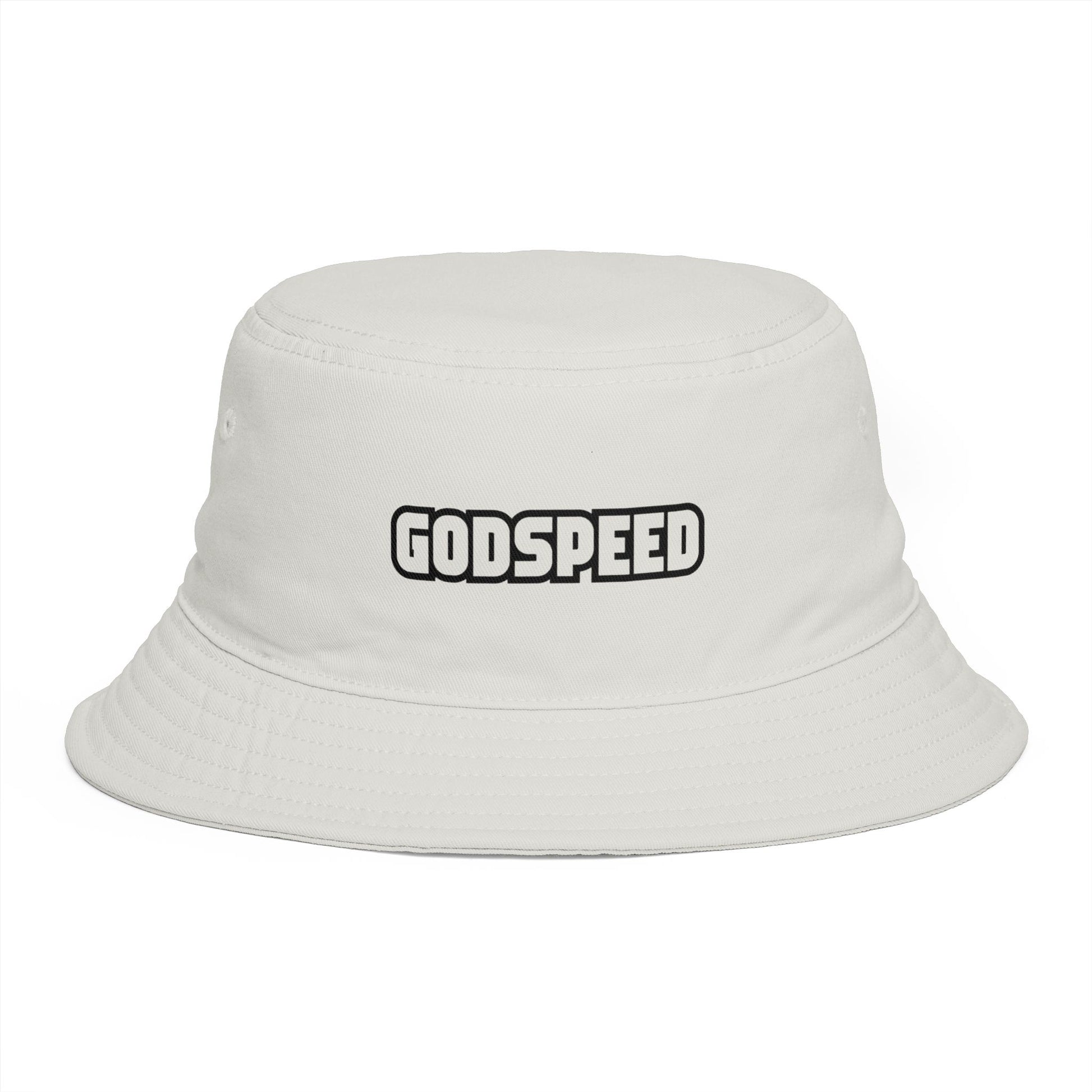 Godspeed Bucket Hat — Retro Script Embroidered Brown Sun Hat Hats Printify One size Ecru