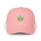 Classic Dad Cap – Embroidered Green Cannabis Leaf Baseball Hat Hats Printify Pink One size