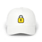 Lock Embroidered Dad Cap — Minimal Yellow Padlock Baseball Hat Hats Printify White One size