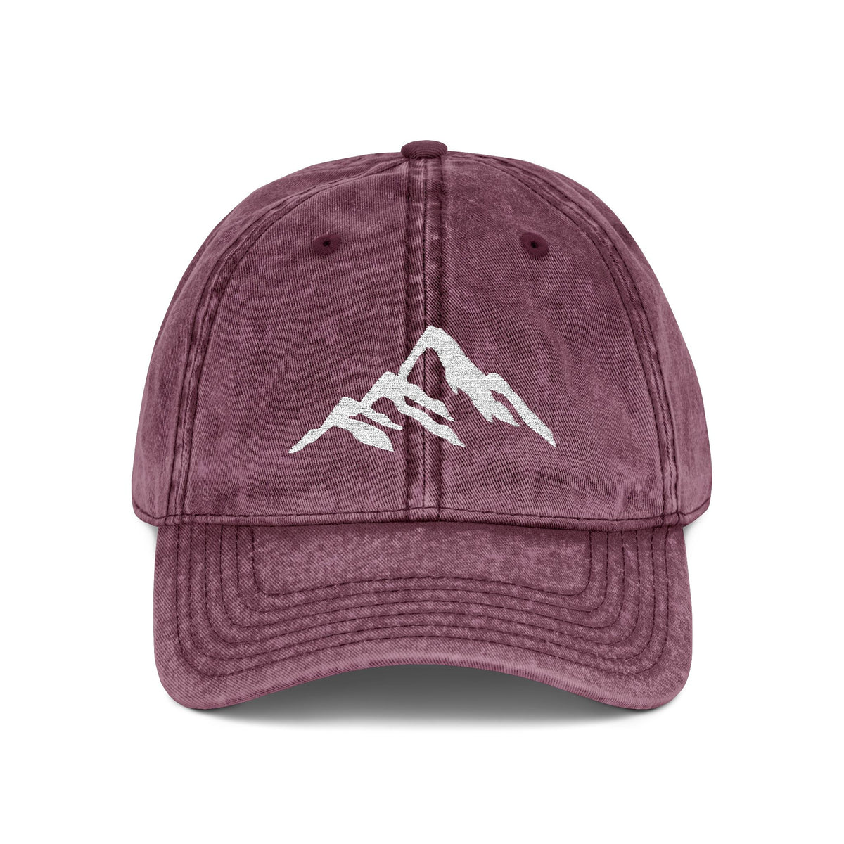 Vintage Embroidered Mountain Cap — Washed Red Dad Hat Hats Printify One size Maroon