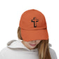 Distressed Black Cross Cap — Vintage Christian Baseball Hat Hats Printify