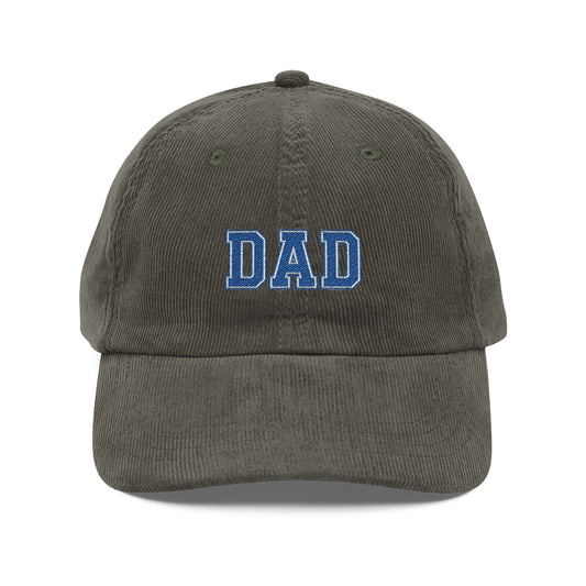 Dad Embroidered Corduroy Cap — Vintage Retro Dad Hat Hats Printify Olive One size