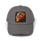 Distressed Cap — Vibrant Flame Lion Embroidered Baseball Hat Hats Printify Nickel One size