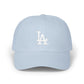 LA Distressed Logo Dad Cap — Vintage Baseball Hat Hats Printify Light Blue One size