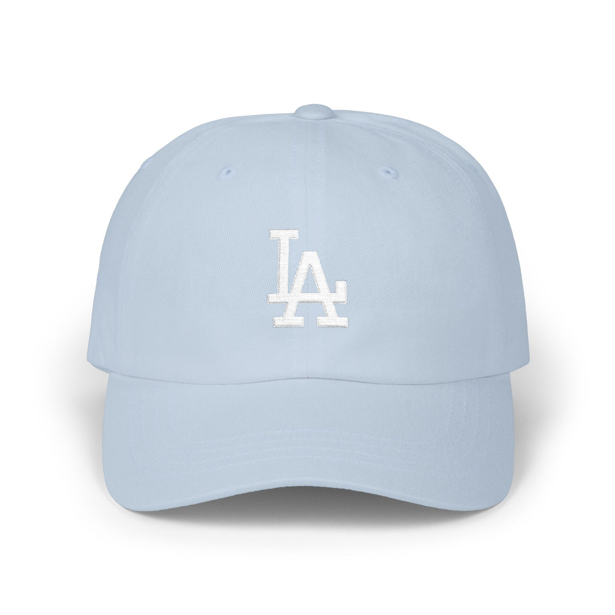 LA Distressed Logo Dad Cap — Vintage Baseball Hat Hats Printify Light Blue One size