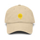 Washed Baseball Cap — Drippy Yellow Smile Embroidered Hat Hats Printify One size Khaki