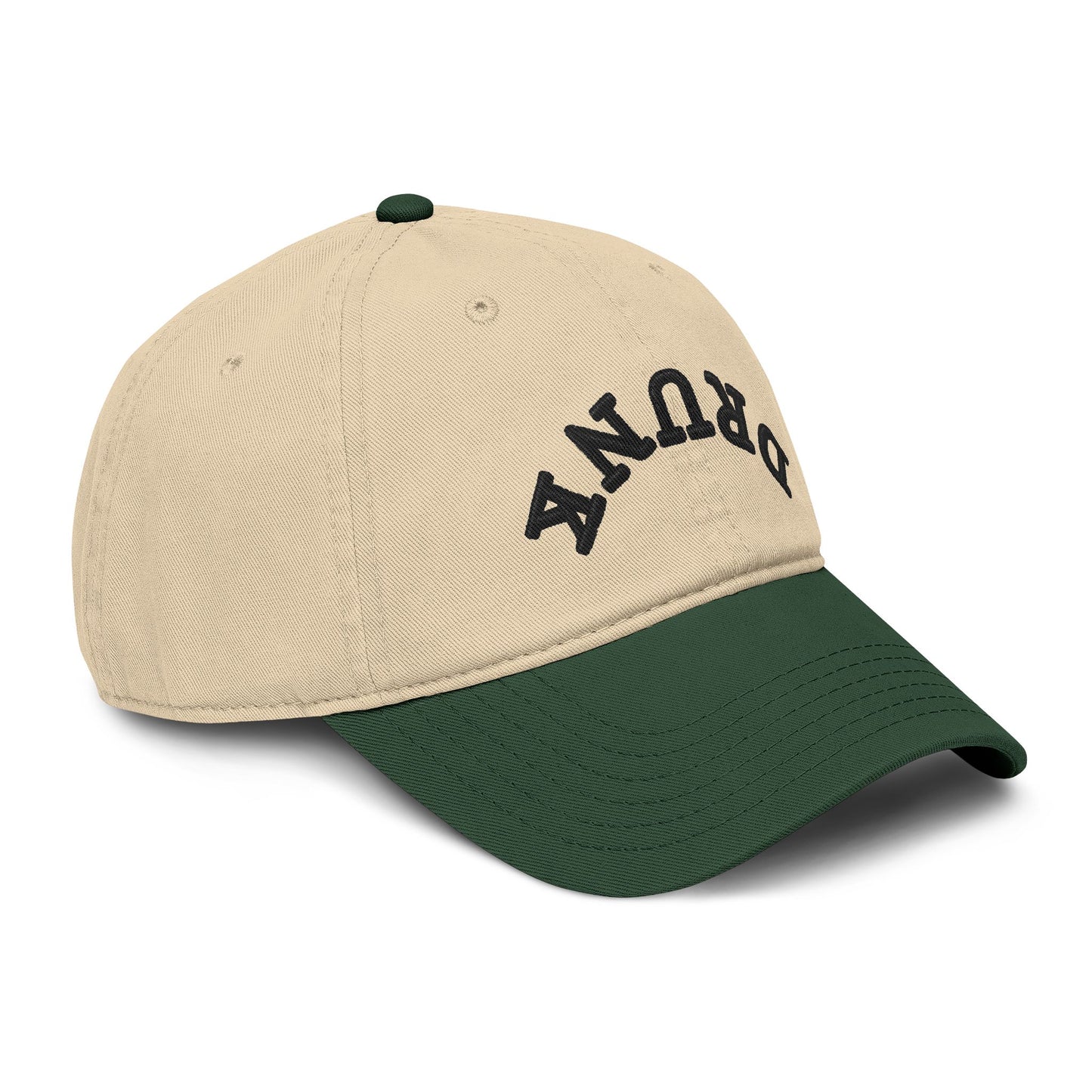 Washed Baseball Cap with 'DRUNK' Embroidered Arch – Vintage Distressed Dad Hat