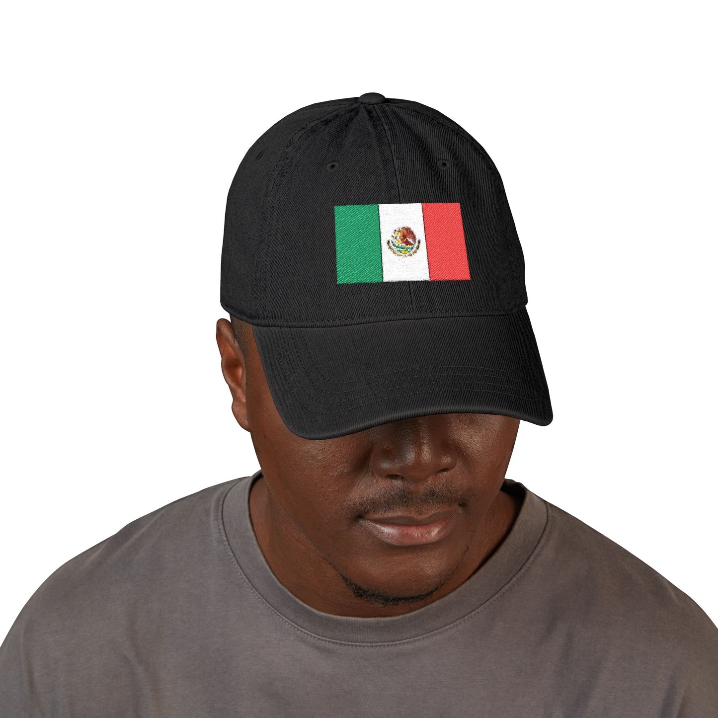 Embroidered Mexican Flag Denim Hat — Adjustable Trucker Cap Hats Printify