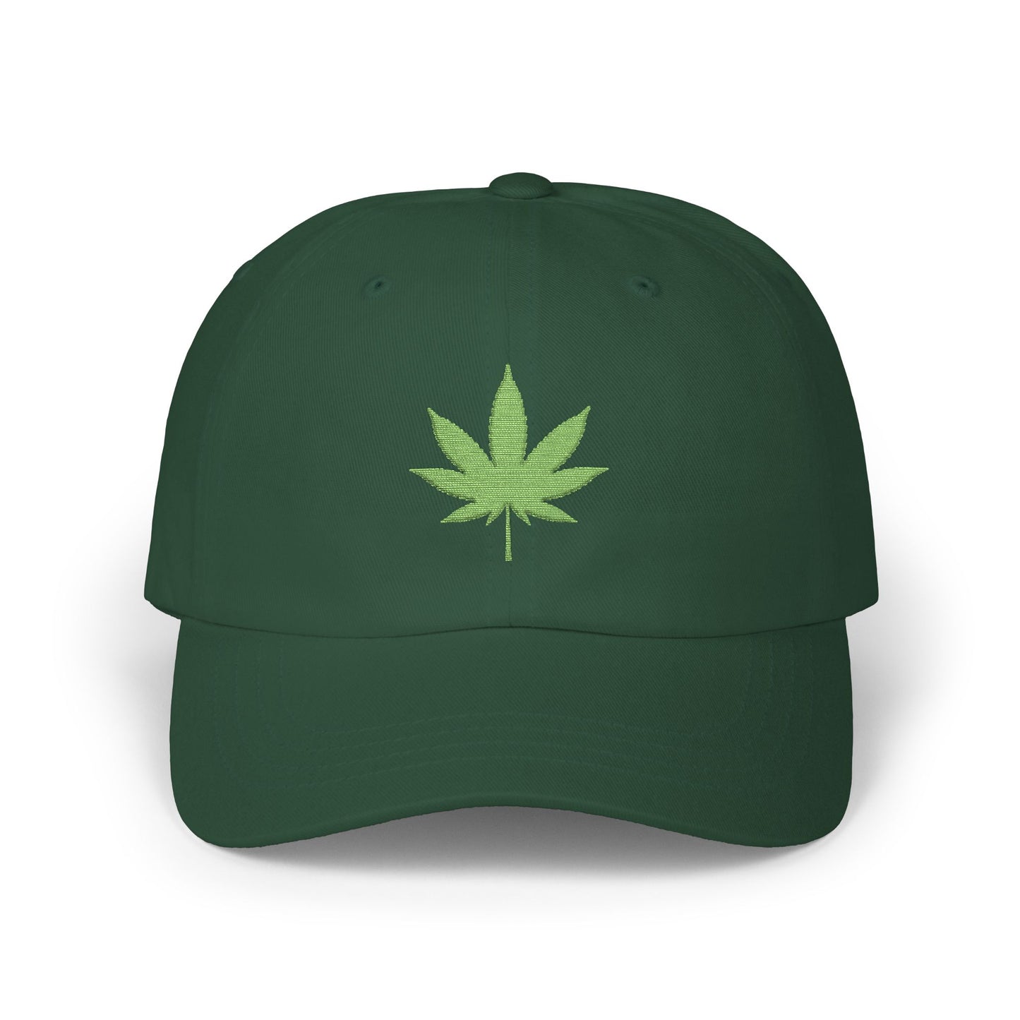 Classic Dad Cap – Embroidered Green Cannabis Leaf Baseball Hat Hats Printify Spruce One size