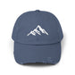 Distressed Mountain Hat — Minimal White Peak Embroidered Cap Hats Printify Scotland Blue One size