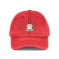 Vintage Embroidered Cat Cap — Washed Red Dad Hat Hats Printify One size Red