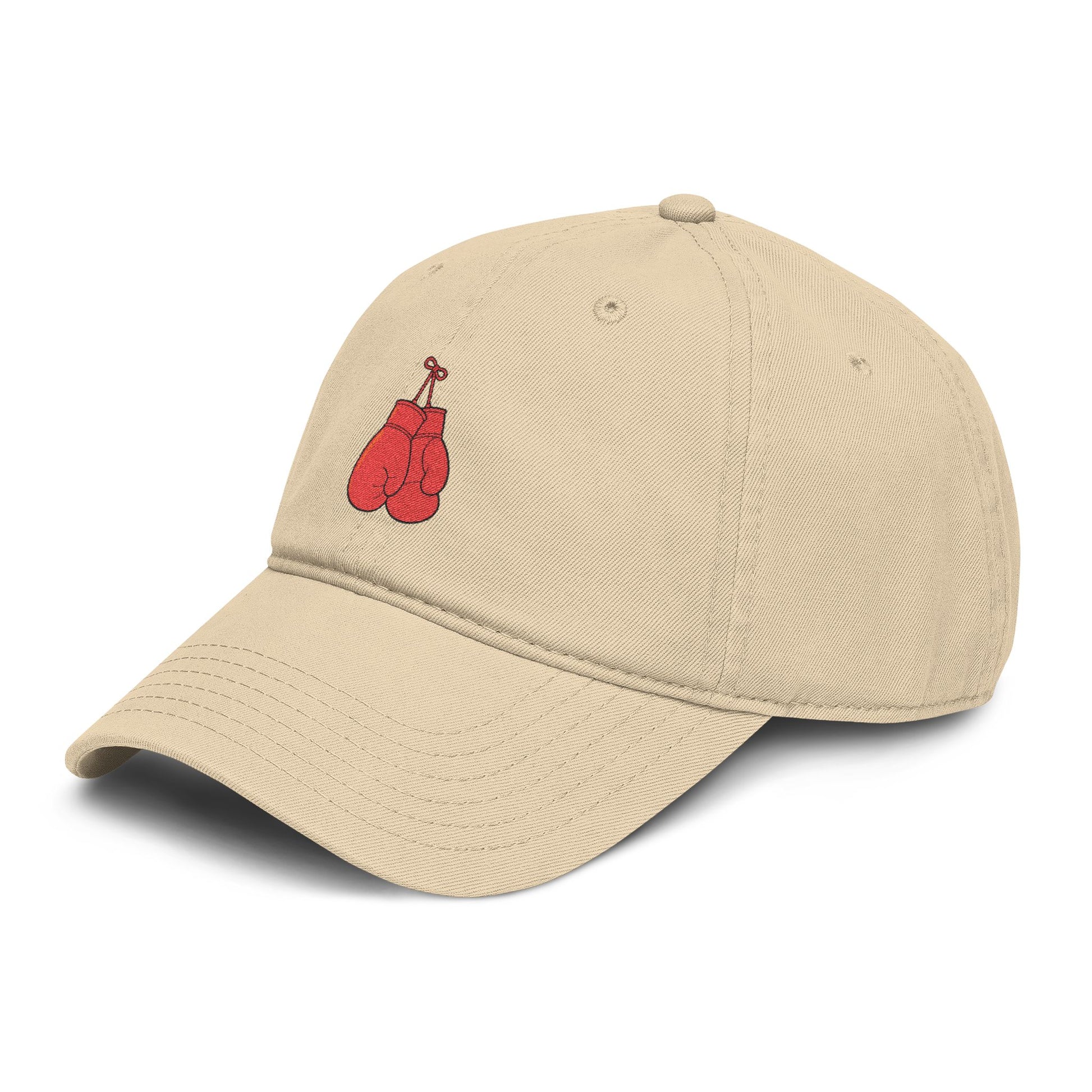 Washed Baseball Cap with Embroidered Red Boxing Gloves — Vintage Sport Dad Hat Hats Printify