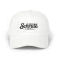 Schrute Farms Dad Cap — Vintage Script Embroidered Baseball Hat Hats Printify White One size