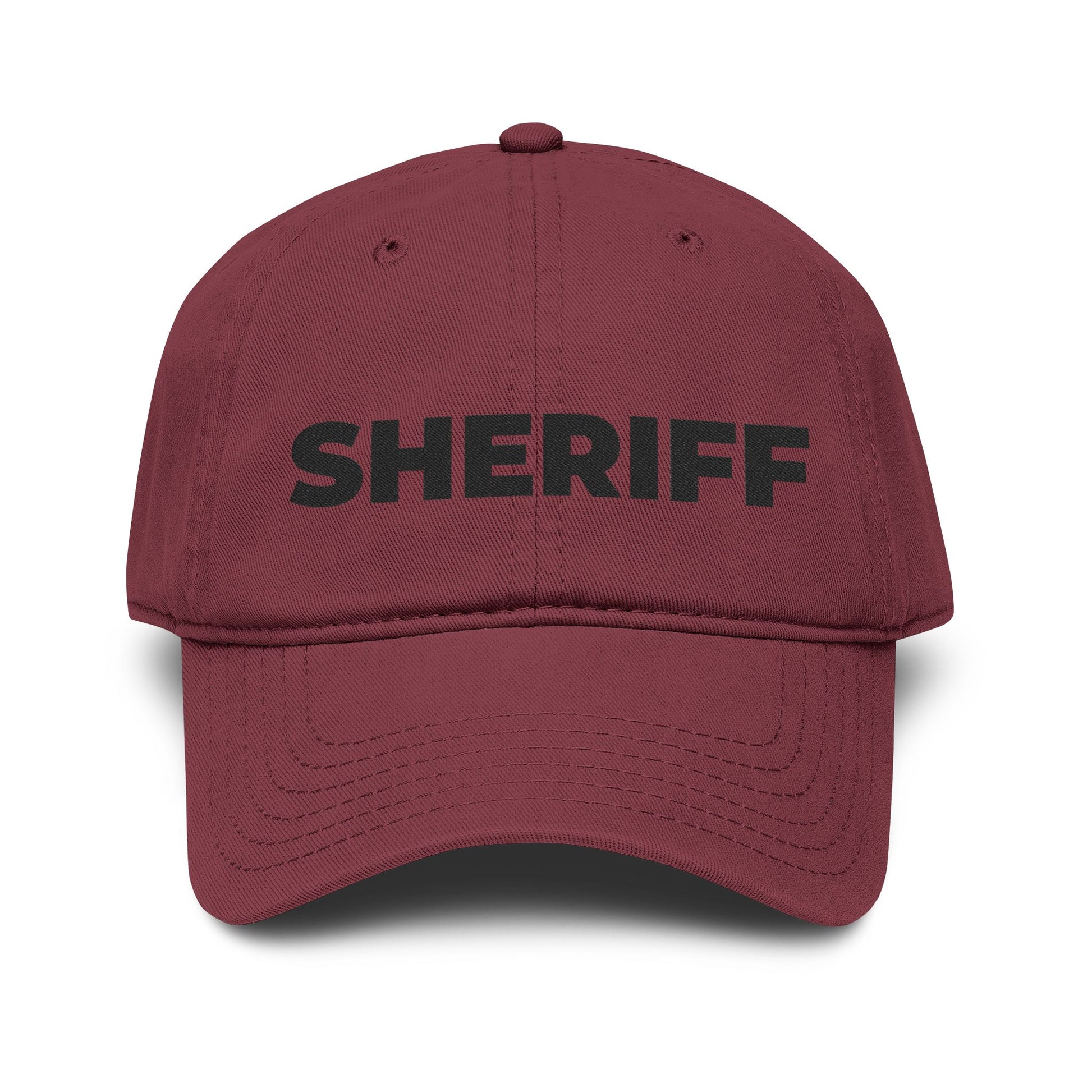 Sheriff Floral Embroidered Baseball Cap Hats Printify One size Maroon