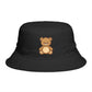 Teddy Bear Bucket Hat — Cute Brown Plush Toy Graphic Sun Hat Hats Printify One size Black