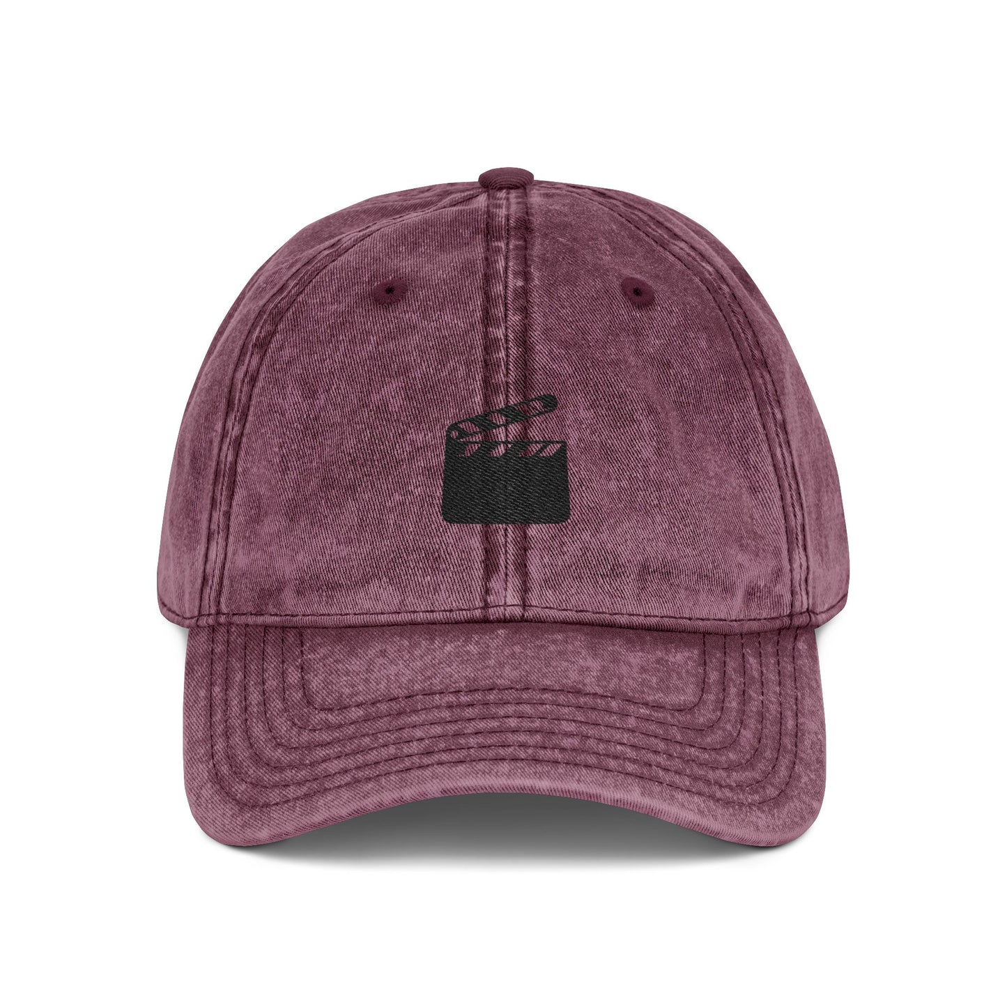 Vintage Embroidered Clapperboard Cap — Retro Film Crew Baseball Hat Hats Printify One size Maroon