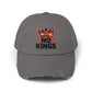 Distressed Black Cap — ‘Kings’ Crown Graphic Dad Hat Hats Printify Nickel One size