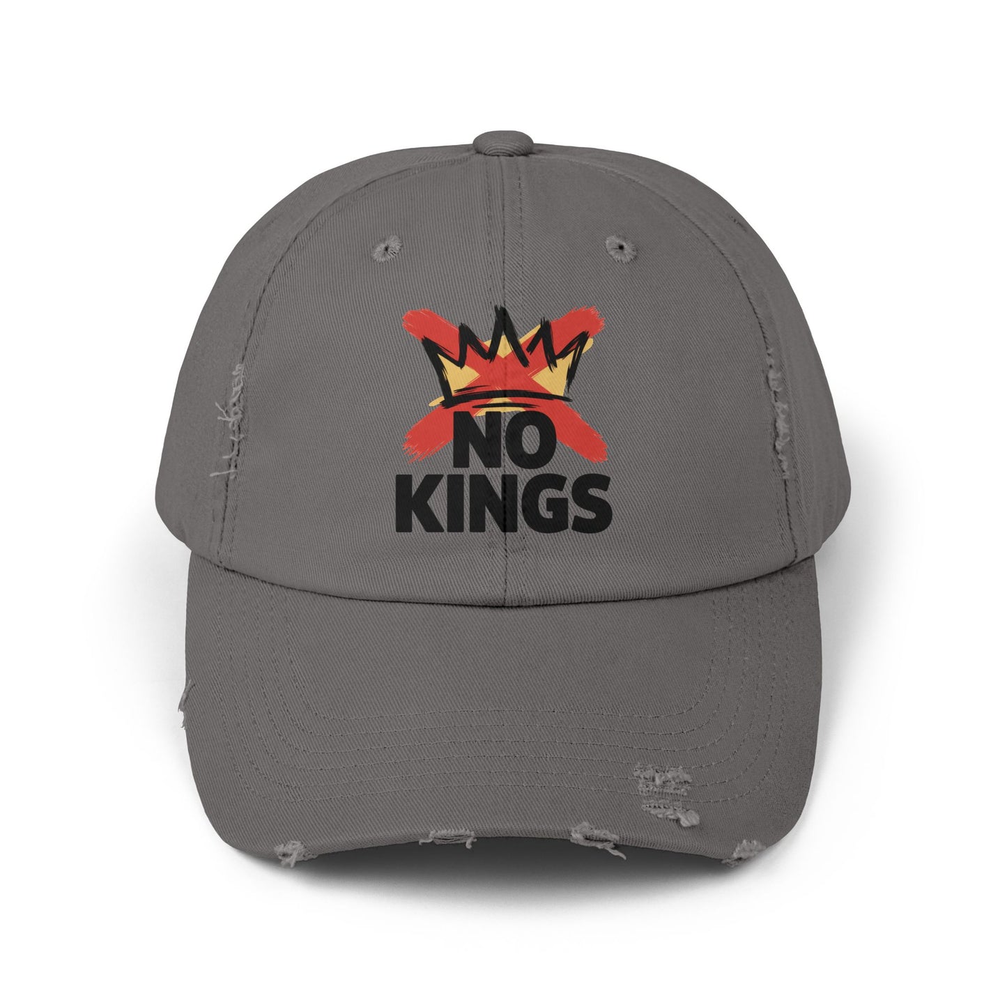 Distressed Black Cap — ‘Kings’ Crown Graphic Dad Hat Hats Printify Nickel One size