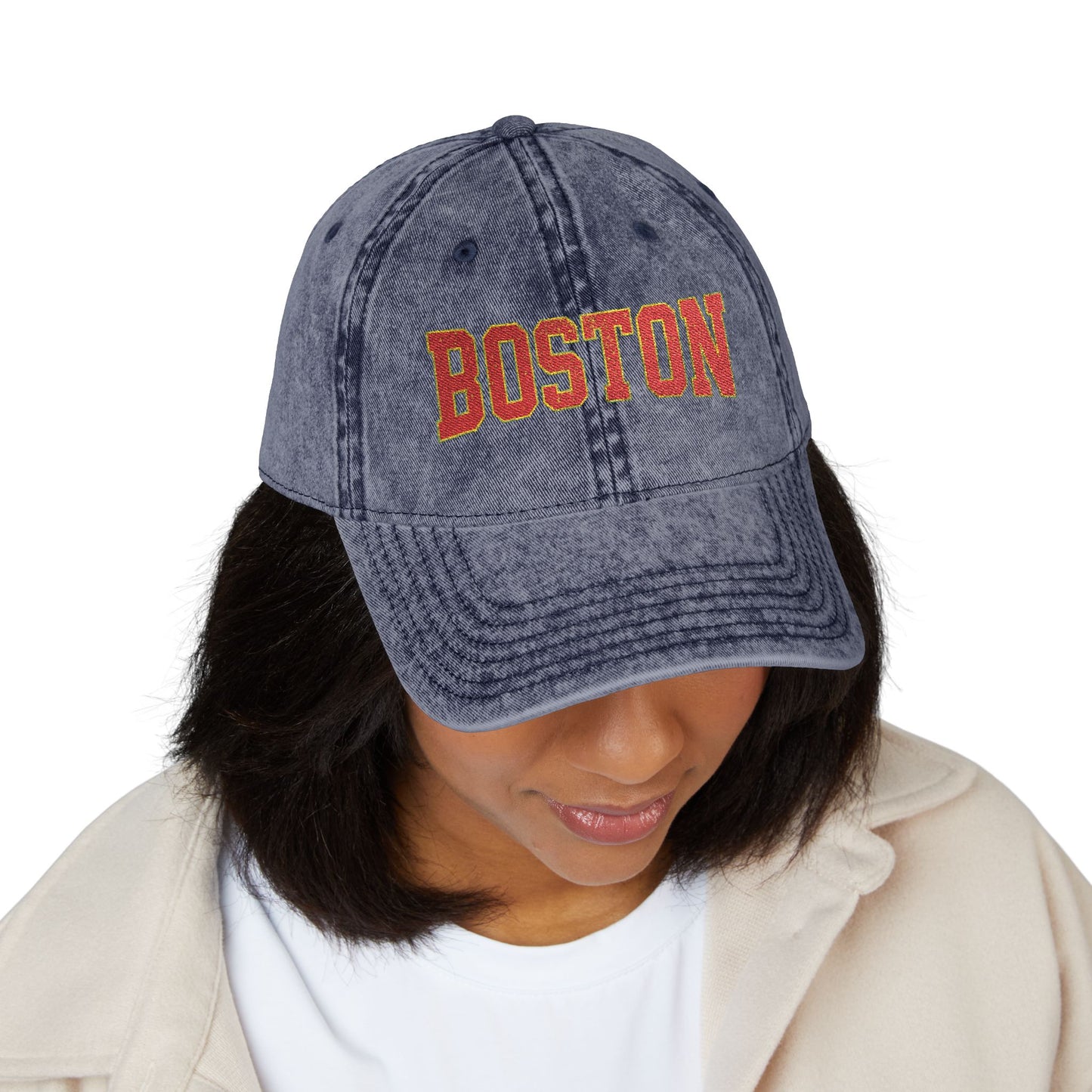 Vintage Embroidered Cap — Retro Sunset Patch Baseball Hat Hats Printify