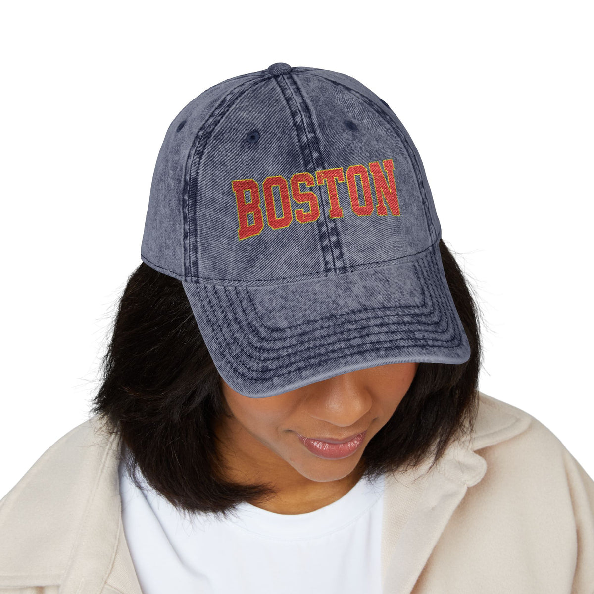 Vintage Embroidered Cap — Retro Sunset Patch Baseball Hat Hats Printify