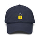 Embroidered Yellow Padlock Baseball Cap — Washed Cotton Dad Hat Hats Printify One size Navy
