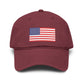 Embroidered American Flag Baseball Cap — Washed Cotton Patriotic Hat for 4th of July Hats Printify One size Maroon