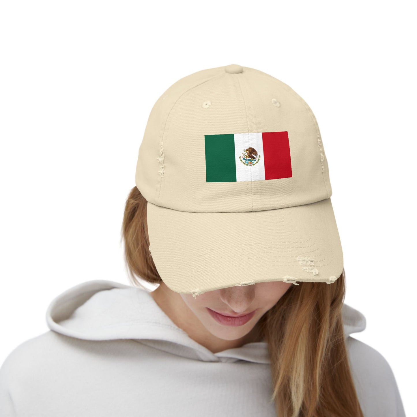 Mexico Flag Distressed Cap — Vintage Mexican Flag Dad Hat Hats Printify